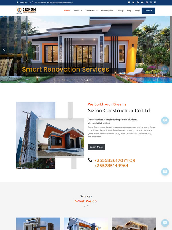 Sizron construction Website